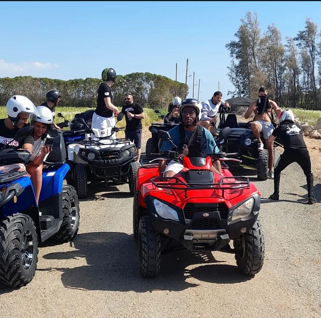 Group with quads in the countryside